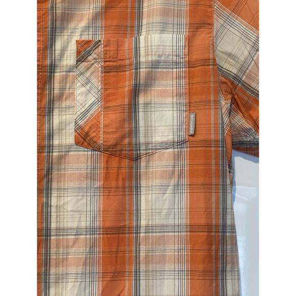 Columbia Sportswear Shirt Omni Shade Orange Plaid Button Short Sleeve Mens Large - Picture 2 of 6